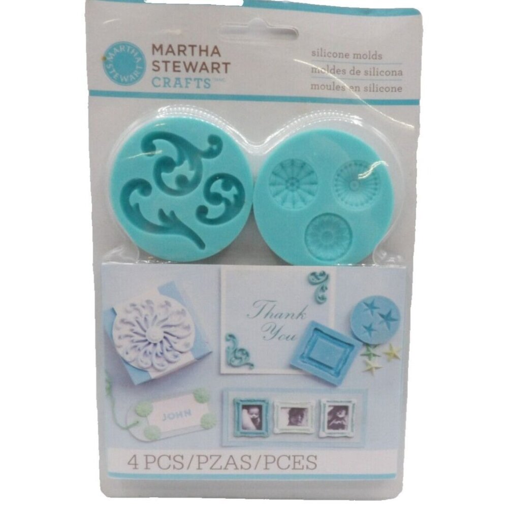Martha Stewart Crafts Silicone Molds  NOS ©2012 4 molds for crafters clay